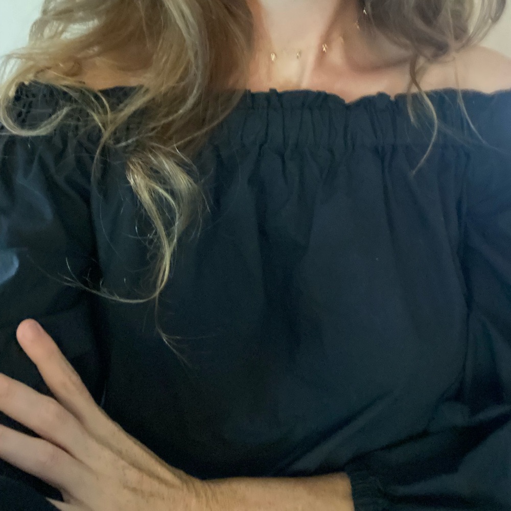 J.Crew Off The Shoulder Black Top Sz 2